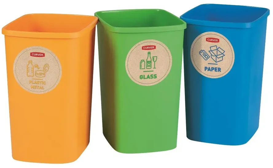 Curver Rūšiavimo šiukšliadėžių rinkinys ECO FRIENDLY, 3 × 9 l