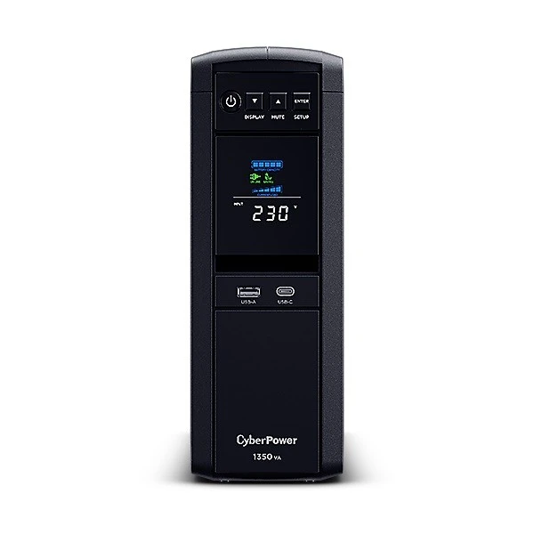 CyberPower | PFC sinusoidinių UPS serija | CP1350PFFLCD | 1350 VA | 880 W | 88 V | 144 V | NEMA 5-15P, 5 pėdų laidas