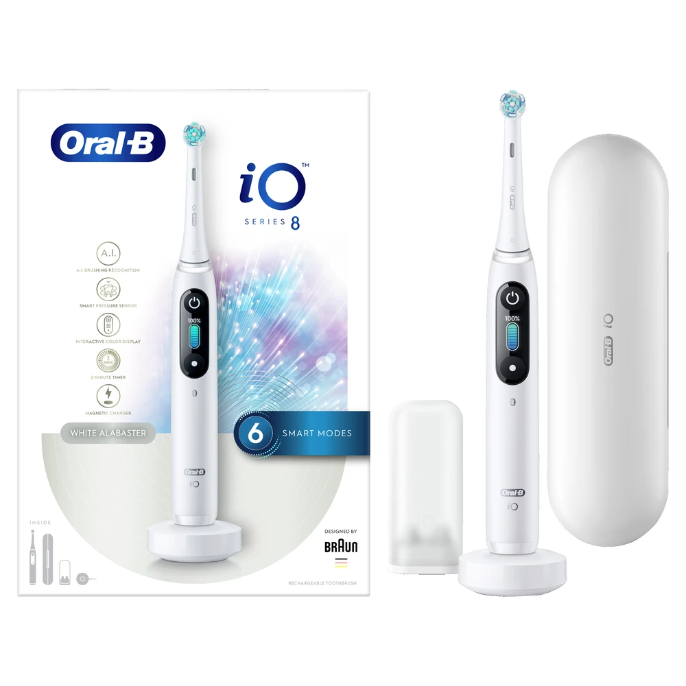 Elektrinis dantų šepetėlis Oral-B iO8, baltas