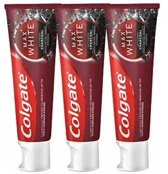 Colgate dantų pasta su aktyvuota anglimi Whitening Max Baltas Charcoal Trio 3 x 75 ml