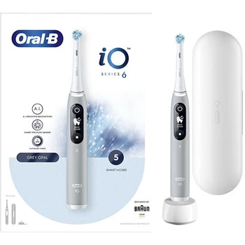 Elektrinis dantų šepetėlis Braun iOM6.1A6.1K Oral-B iO6, pilkos spalvos