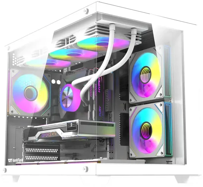 „DarkFlash B275 PRO“ kompiuterio korpusas (baltas) + 6 ventiliatoriai