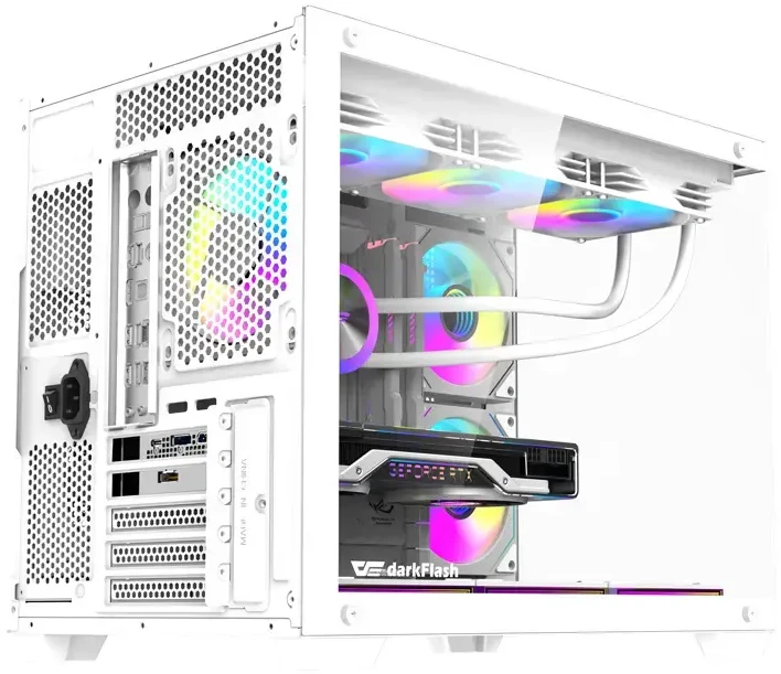 „DarkFlash B275 PRO“ kompiuterio korpusas (baltas) + 6 ventiliatoriai