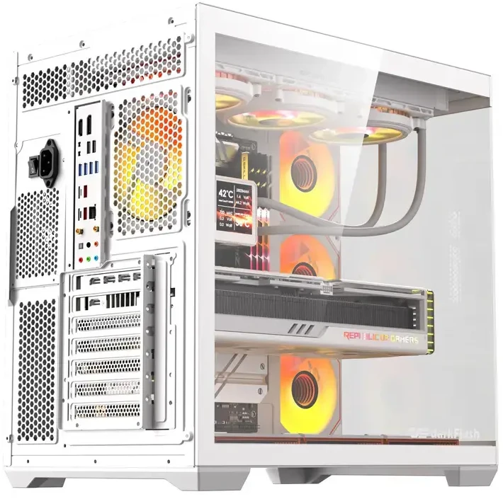 „DarkFlash C280“ kompiuterio korpusas (baltas) + 7 ventiliatoriai