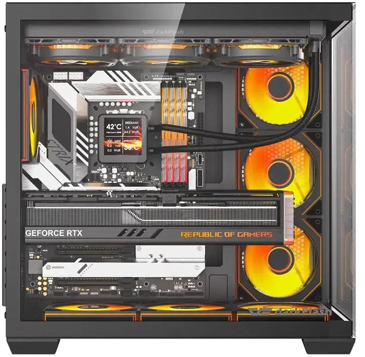 DarkFlash C280 computer case (juodas) + 7 fans