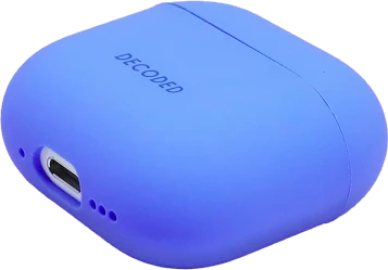 Mėlynas „Decoded Silicone Aircase“ silikoninis apsauginis dėklas, skirtas „AirPods 4“ kartos ausinėms. mėlynas