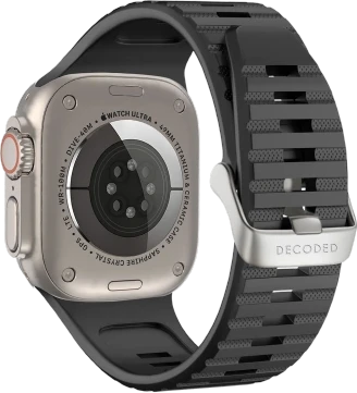 Decoded Decoded Ultra Traction – silikoninis laikrodis, skirtas Apple Watch 49/45/44/42 mm Gen 1-9 – SE (juodas)