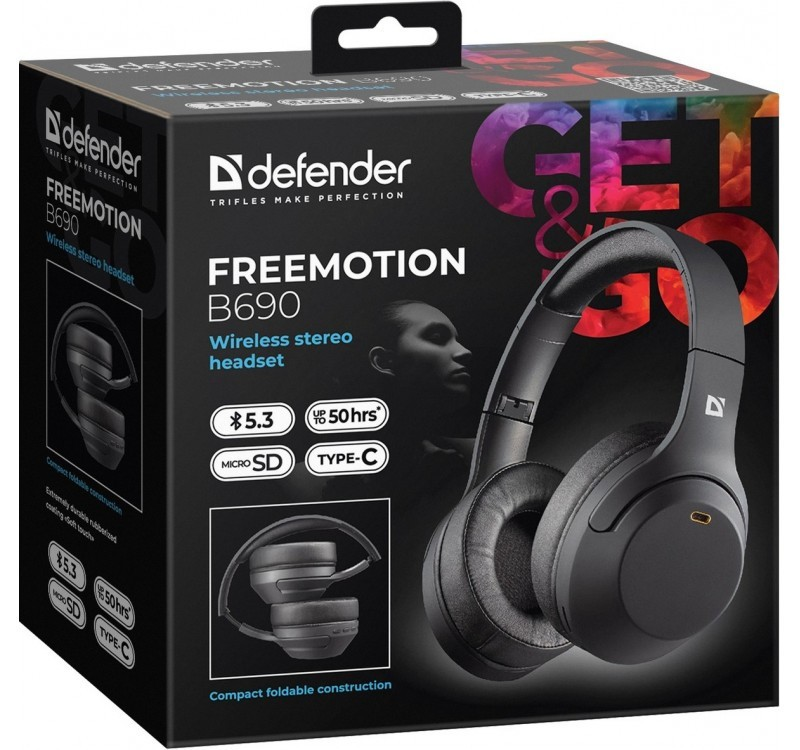 Ausinės DEFENDER BLUETOOTH FREEMOTION B690 Juodas