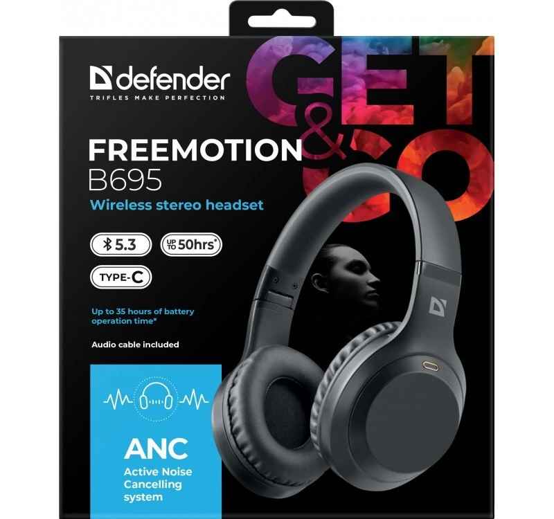 Ausinės DEFENDER BLUETOOTH FREEMOTION B695 ANC BALCK