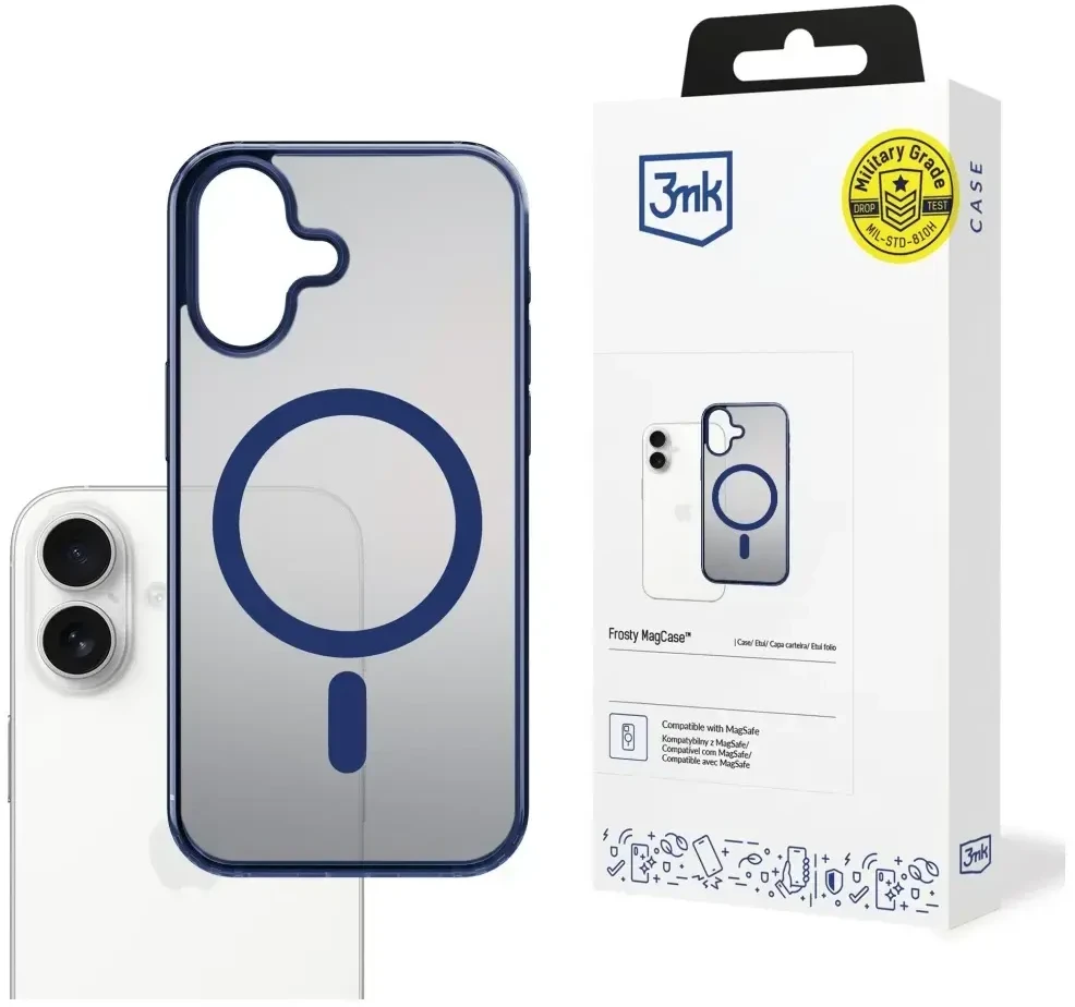 Dėklas 3MK Frosty MagCase skirtas Apple iPhone 17 mėlynos spalvos
