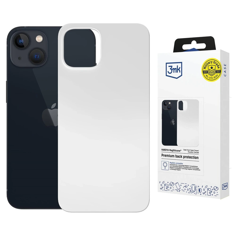 Dėklas 3MK Hardy MagSilicone skirtas Apple iPhone 14 baltos spalvos