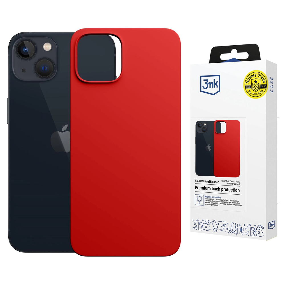 Dėklas 3MK Hardy MagSilicone skirtas Apple iPhone 13 raudonos spalvos