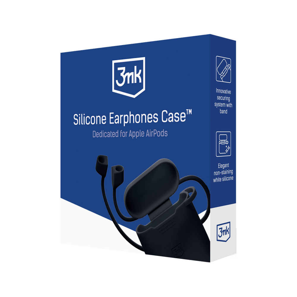 3Mk apsauginis 3mk silikoninis AirPods dėklas, skirtas AirPods Pro 3 - Juodas