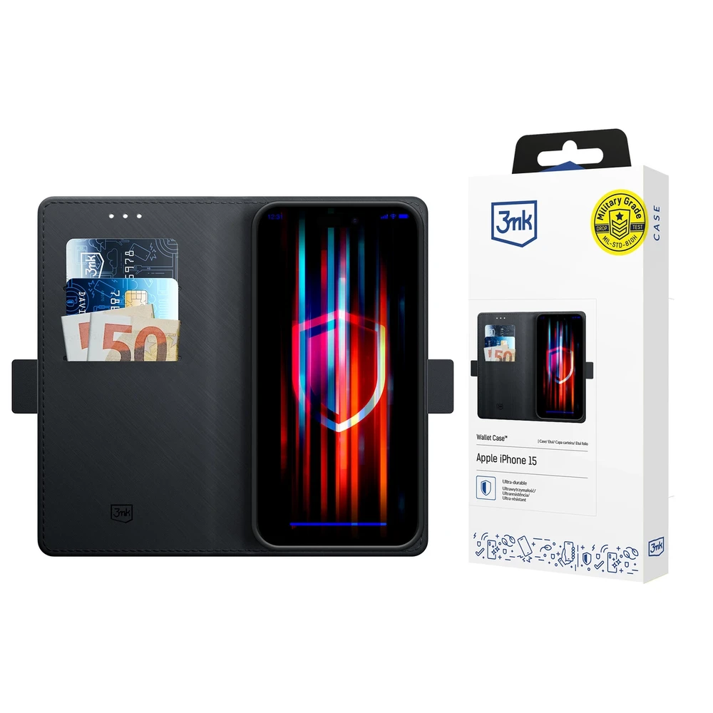 3mk Wallet Apple iPhone 15 - dėklas telefonui juodos spalvos