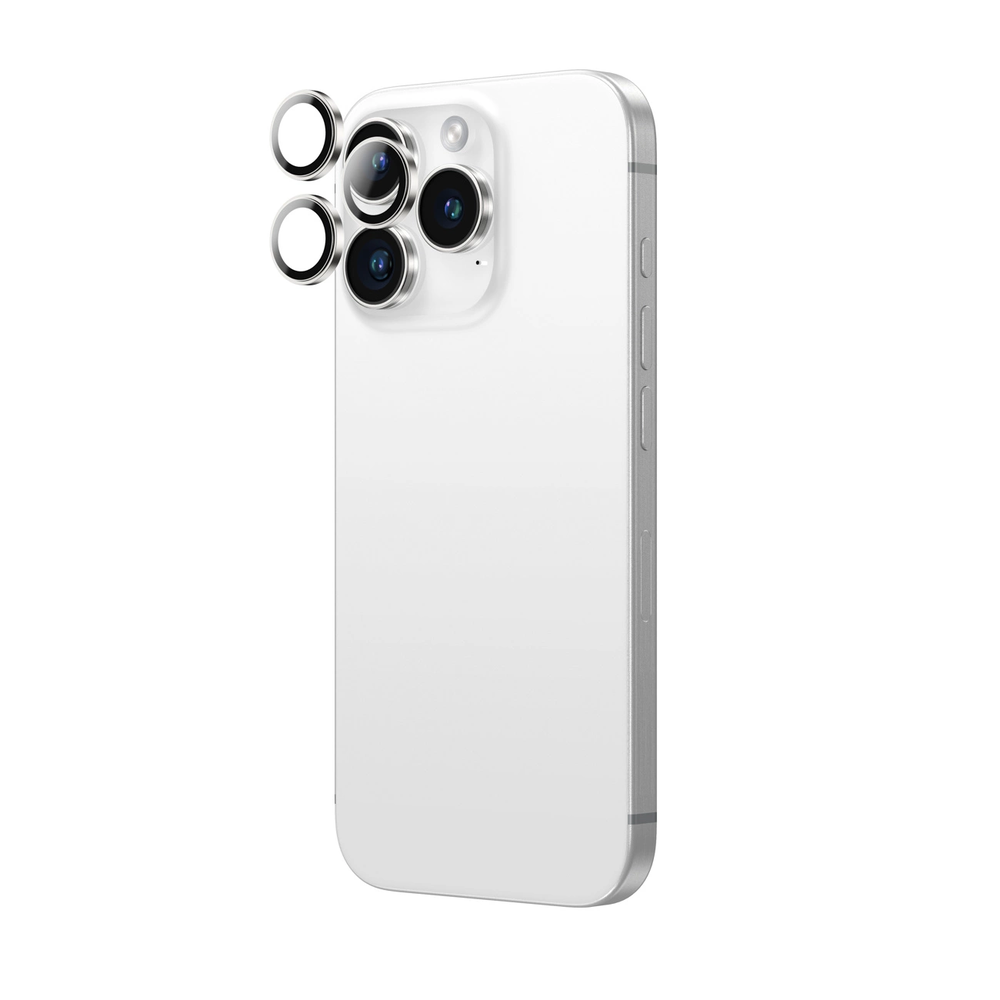 „AmazingThing AR“ aliuminio 3 objektyvų stiklas su kameros objektyvo rėmeliu, skirtas „iPhone 16 Pro“ / „16 Pro Max“ – „Sidabrinis“