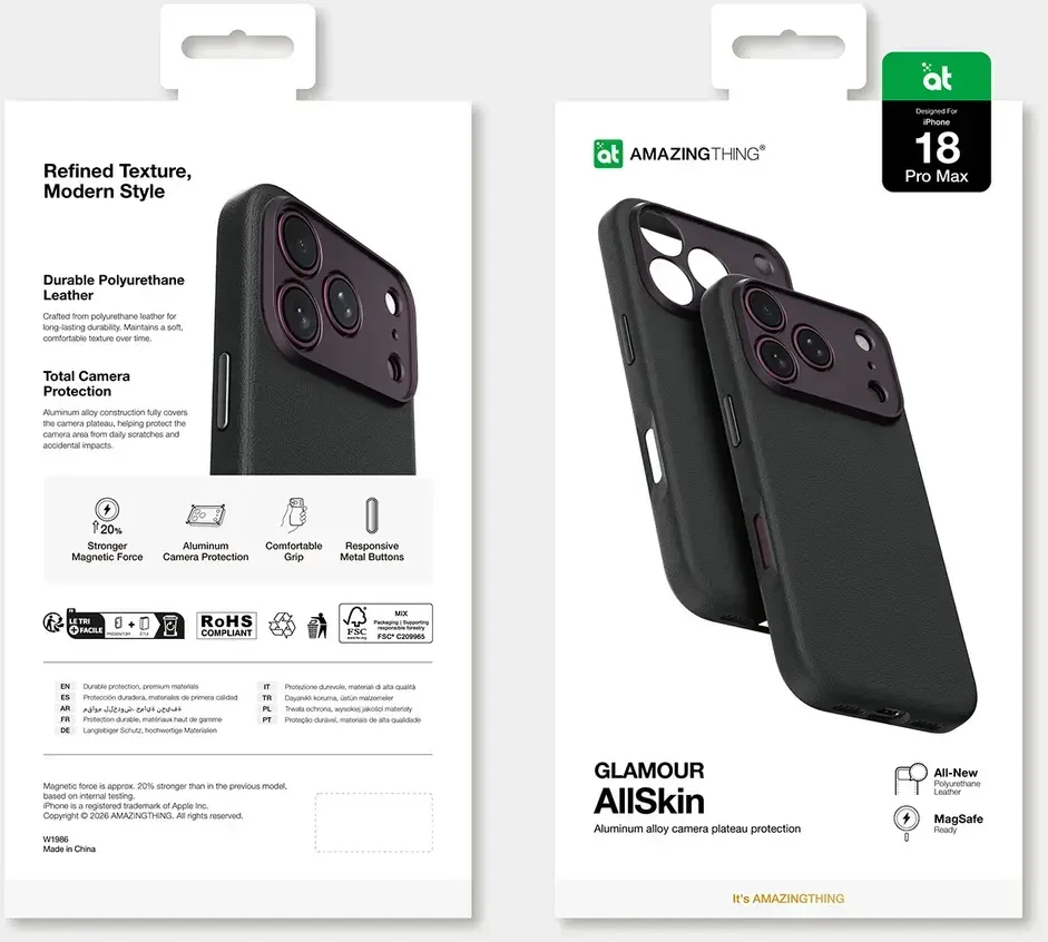 Dėklas AmazingThing Glamour AllSkin iPhone 18 Pro Max Case with Camera Cover, MagSafe Compatible - Violetinė