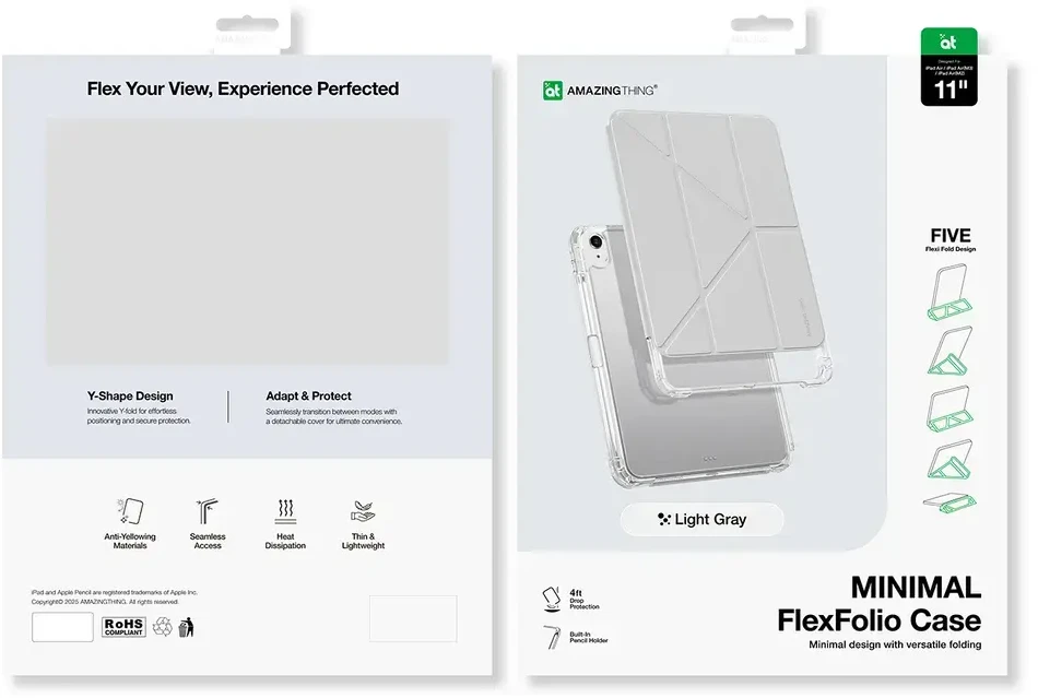 Nezatříděno „AmazingThing“ minimalaus dizaino dėklas, skirtas „iPad Air 11“ M2/M3/M4 (2024/2025/2026) – pilka
