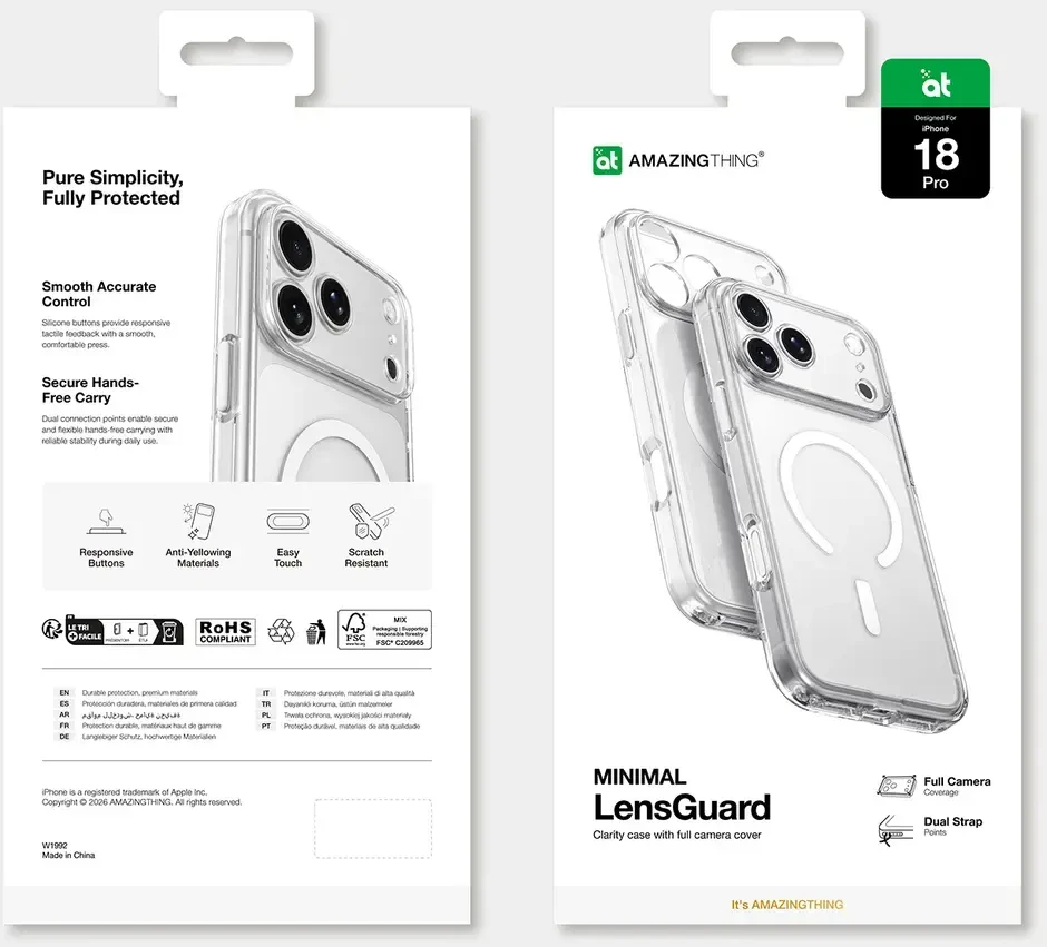Dėklas Amazingthing Minimal Mag Lens Case MagSafe do iPhone 18 Pro permatomas