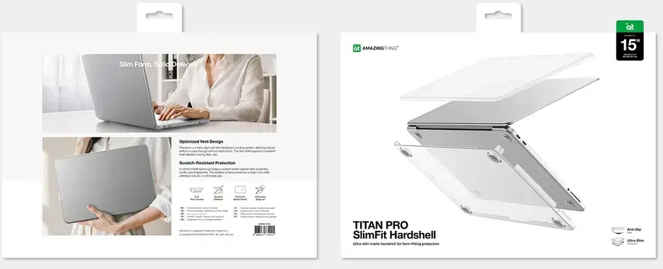 „AmazingThing“ titano spalvos kietas dėklas „MacBook Air M5 15“ – permatomas
