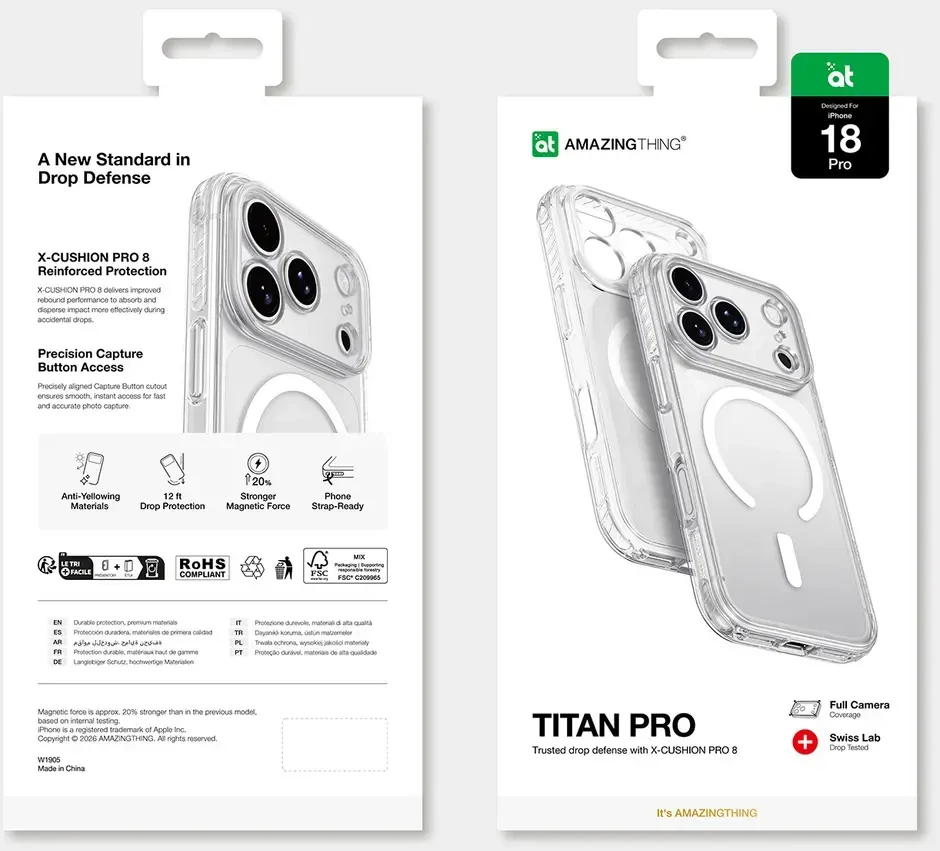 Dėklas Amazingthing Titan Pro Lens MagSafe do iPhone 18 Pro permatomas