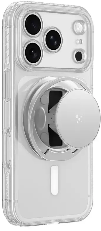 Dėklas AmazingThing Titan Pro Pop Lens Case for iPhone 18 Pro with Camera Cover, Holder and Stand, MagSafe Compatible - Clear