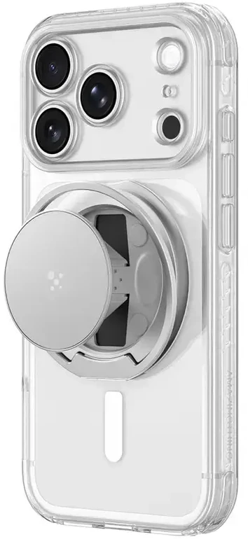 Dėklas AmazingThing Titan Pro Pop Lens Case for iPhone 18 Pro with Camera Cover, Holder and Stand, MagSafe Compatible - Clear