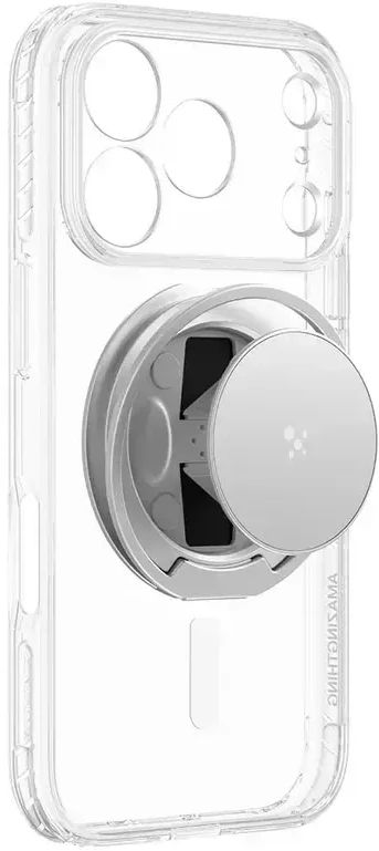 Dėklas AmazingThing Titan Pro Pop Lens Case for iPhone 18 Pro with Camera Cover, Holder and Stand, MagSafe Compatible - Clear