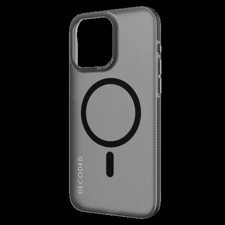 Dėklas Decoded Transparent Grip su MagSafe, skirtas iPhone 15 Pro Max, permatomas, pilko ir juodo atspalvio