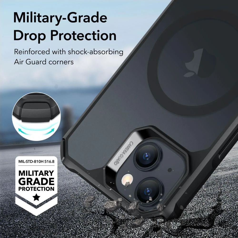 Dėklas ESR Air Armor, skirtas iPhone 15 Plus, Magsafe (juodas)