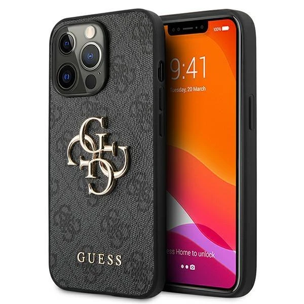 Apple iPhone 13 Pro Max 6,7″ Guess dėklas 4G Big Metal Logo GUHCP13X4GMGGR pilkas