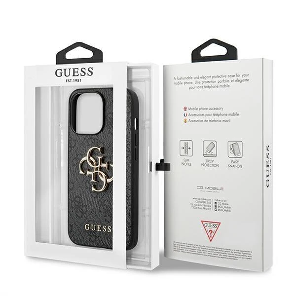 Apple iPhone 13 Pro Max 6,7″ Guess dėklas 4G Big Metal Logo GUHCP13X4GMGGR pilkas