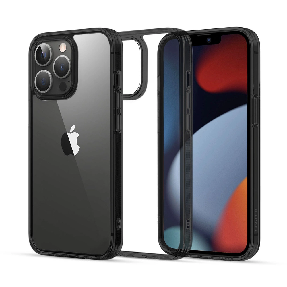 Dėklas Ugreen Protective Fusion Case kietas dangtelis su geliniu rėmeliu, skirtas iPhone 13 Pro Juodas (90201)