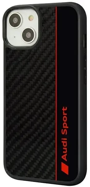 Audi Carbon Fiber Stripe iPhone 14 | 15 | 13 6,1 colio juodas|juodas kietas dėklas AUS-TPUPCIP14-R8|D1-BK