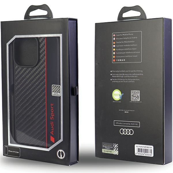 Dėklas Apple iPhone 14 Pro Max Audi Carbon Fiber Stripe (AUS-TPUPCIP14PM-R8/D1-BK) juodos spalvos