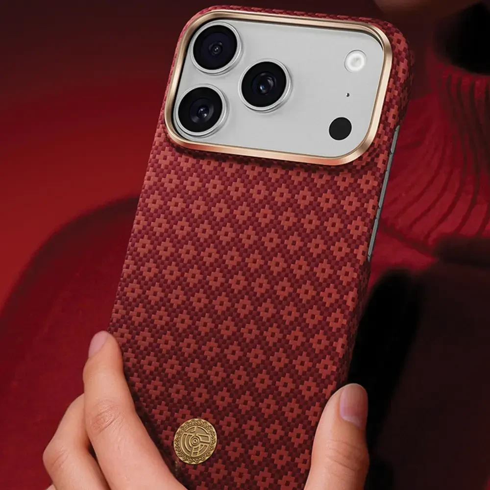 Benks Dėklas Magnetic Armor Air Armor Grid Kevlar Metal Frame 600D (C.K.FL.AP.RD.0073) do Iphone 18 Pro Max/17 Pro Max raudona
