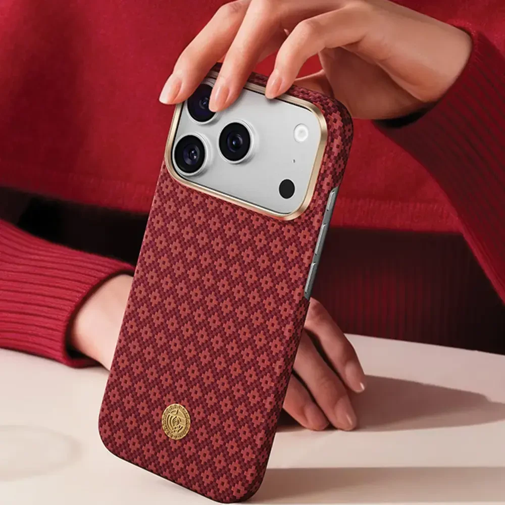 Benks Dėklas Magnetic Armor Air Armor Grid Kevlar Metal Frame 600D (C.K.FL.AP.RD.0073) do Iphone 18 Pro Max/17 Pro Max raudona