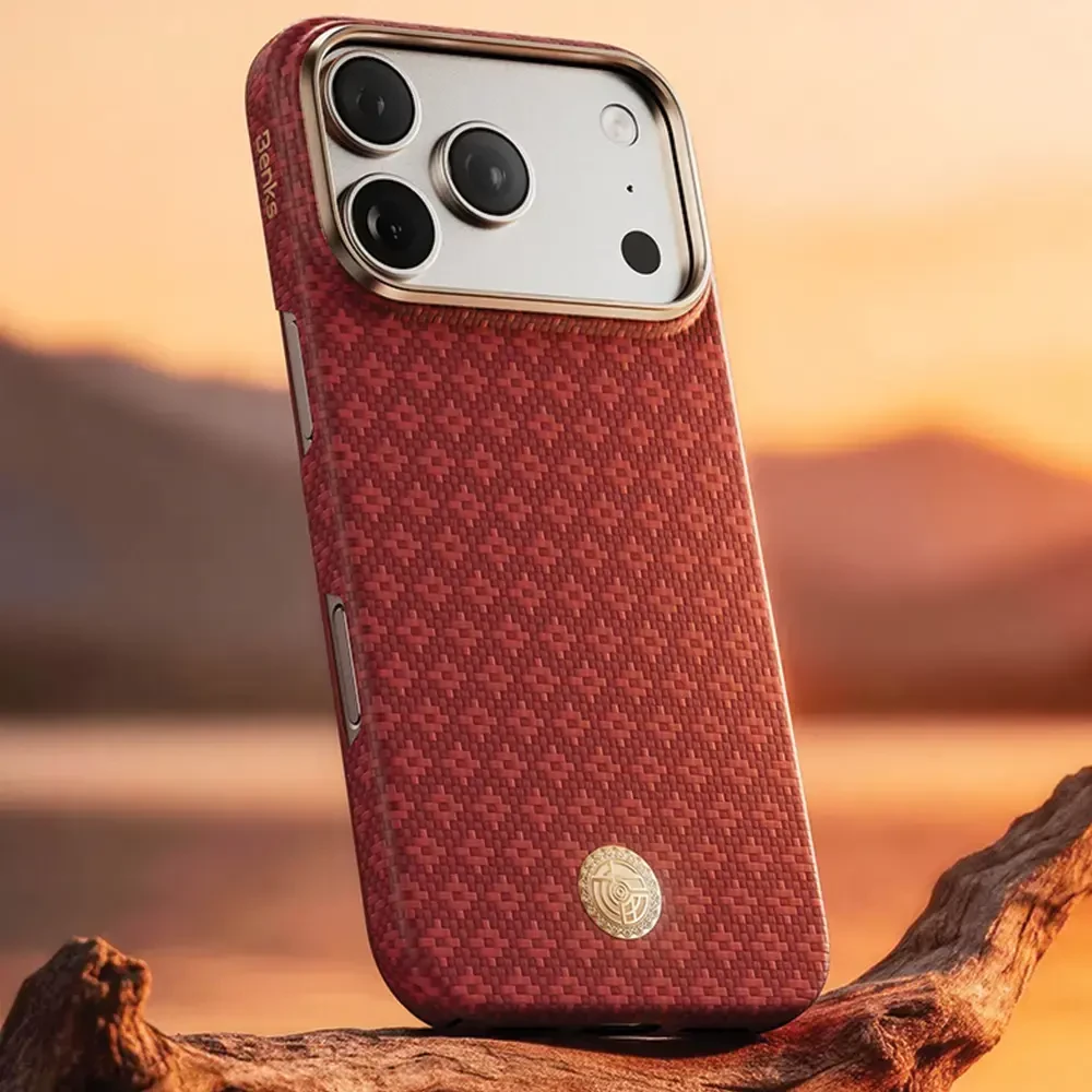 Benks Dėklas Magnetic Armor Air Armor Grid Kevlar Metal Frame 600D (C.K.FL.AP.RD.0073) do Iphone 18 Pro Max/17 Pro Max raudona