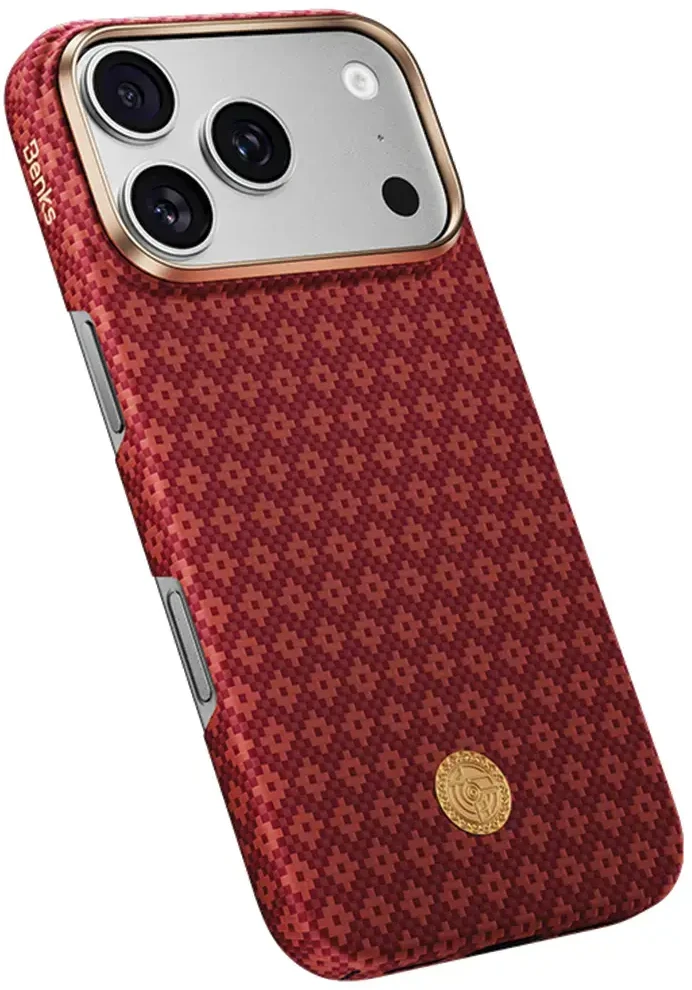 Benks Dėklas Magnetic Armor Air Armor Grid Kevlar Metal Frame 600D (C.K.FL.AP.RD.0073) do Iphone 18 Pro Max/17 Pro Max raudona