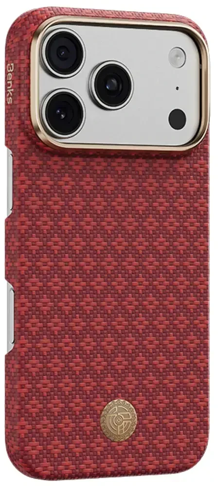 Benks Dėklas Magnetic Armor Air Armor Grid Kevlar Metal Frame 600D (C.K.FL.AP.RD.0072) do Iphone 18 Pro/17 Pro raudona