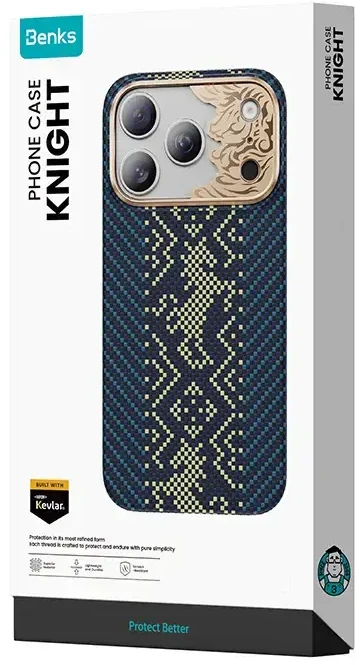 Benks Dėklas Magnetic Armor Air Knight Kevlar Metal Frame (C.K.FL.AP.GD.C072) do Iphone 18 Pro/17 Pro mėlyna