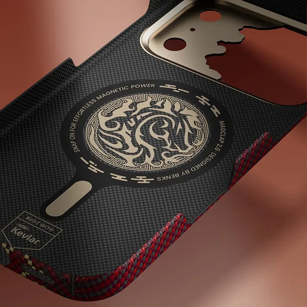 Benks Dėklas Magnetic Armor Air Knight Kevlar Metal Frame (C.K.FL.AP.GD.J073) do Iphone 18 Pro Max/17 Pro Max raudona
