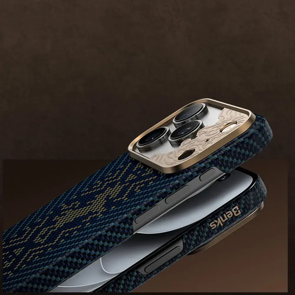 Benks Dėklas Magnetic Armor Air Knight Kevlar Metal Frame (C.K.FL.AP.GD.C072) do Iphone 18 Pro/17 Pro mėlyna