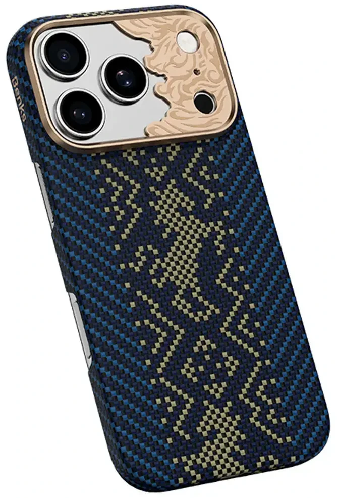 Benks Dėklas Magnetic Armor Air Knight Kevlar Metal Frame (C.K.FL.AP.GD.C072) do Iphone 18 Pro/17 Pro mėlyna