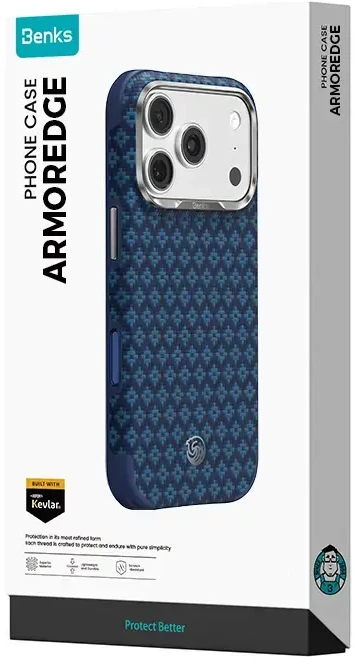 Benks Dėklas Magnetic Armor Grid Edge X9 Kevlar Metal Frame (C.K.FL.AP.BE.X073) do Iphone 18 Pro Max/17 Pro Max mėlyna
