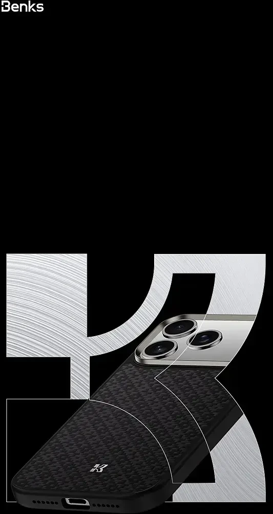 Benks Dėklas Magnetic Armor Pro Armor Grid Kevlar Metal Frame 600D (C.K.FL.AP.BK.B072) do Iphone 18 Pro/17 Pro juoda (Camera Control Button)