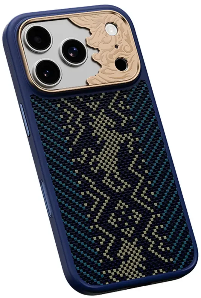 Benks Dėklas Magnetic Armor Pro Knight Kevlar Metal Frame (C.K.FL.AP.GD.BC73) do Iphone 18 Pro Max/17 Pro Max mėlyna (Camera Control Button)