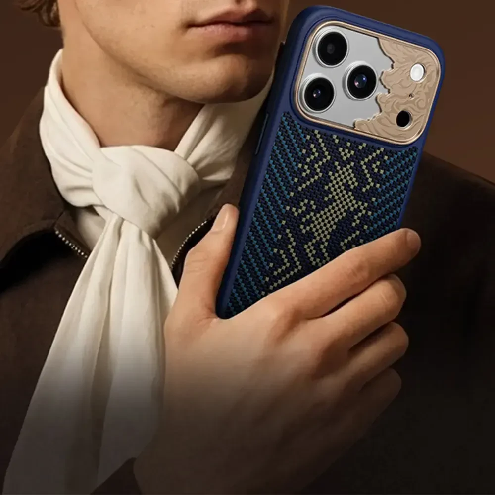 Benks Dėklas Magnetic Armor Pro Knight Kevlar Metal Frame (C.K.FL.AP.GD.BC73) do Iphone 18 Pro Max/17 Pro Max mėlyna (Camera Control Button)
