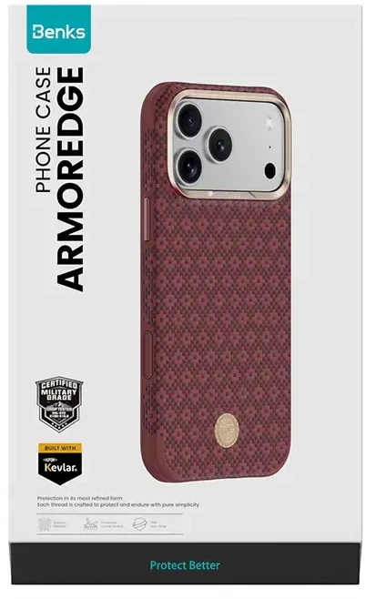 Benks ArmorGrid Edge X9 Air Navigator Kevlar Dėklas (C.K.FL.AP.RD.X070) iPhone 18 Pro Max/17 Pro Max Sawy raudonos spalvos