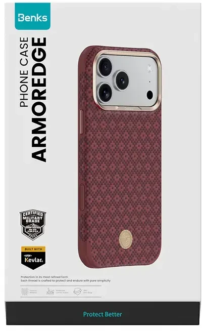 Benks ArmorGrid Edge X9 Air Navigator Kevlar Dėklas (C.K.FL.AP.RD.X069) iPhone 18 Pro/17 Pro Sawy raudonos spalvos