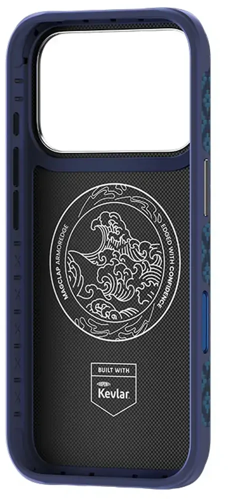 Benks Dėklas Magnetic Armor Grid Edge X9 Kevlar Metal Frame (C.K.FL.AP.BE.X072), skirtas Iphone 18 Pro/17 Pro, mėlynas